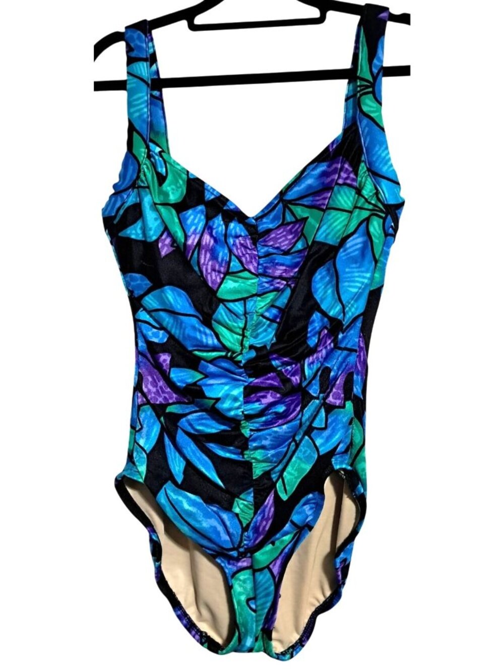 Slimsuit One‎ Piece Swimsuit Womens Size 12 Multicolor Nylon Spandex Made In USA